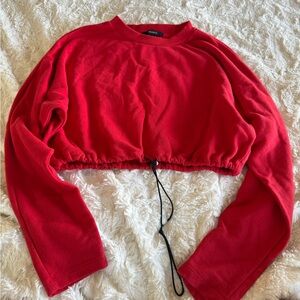 Forever 21 Red Relaxed Crop Sweatshirt